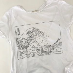 Black&White Great Wave off Kanahawa Graphic Tee